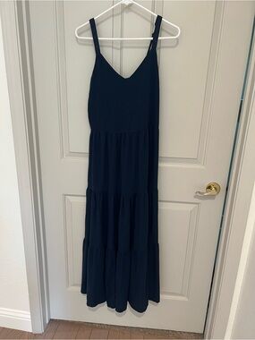 Splendid Navy Tiered Maxi Dress